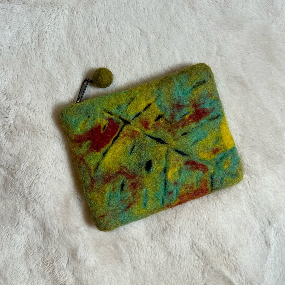 Colorful Hand Felted Coin Purse Inspired by Leaves